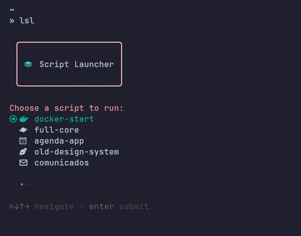 Menu de scripts do Gum